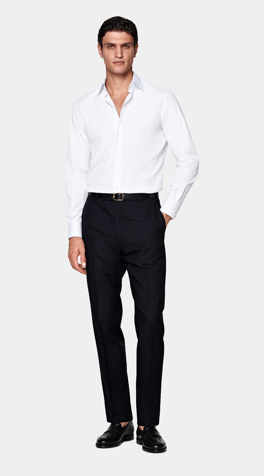 SUITSUPPLY Egyptian Cotton by Testa 1919 Srl, Italy White Classic Collar Shirt