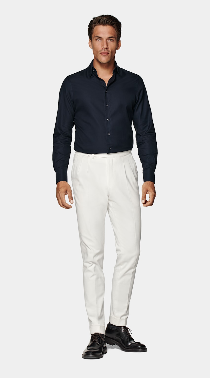 SUITSUPPLY Puro algodón Traveller Camisa Royal Oxford corte Slim azul marino