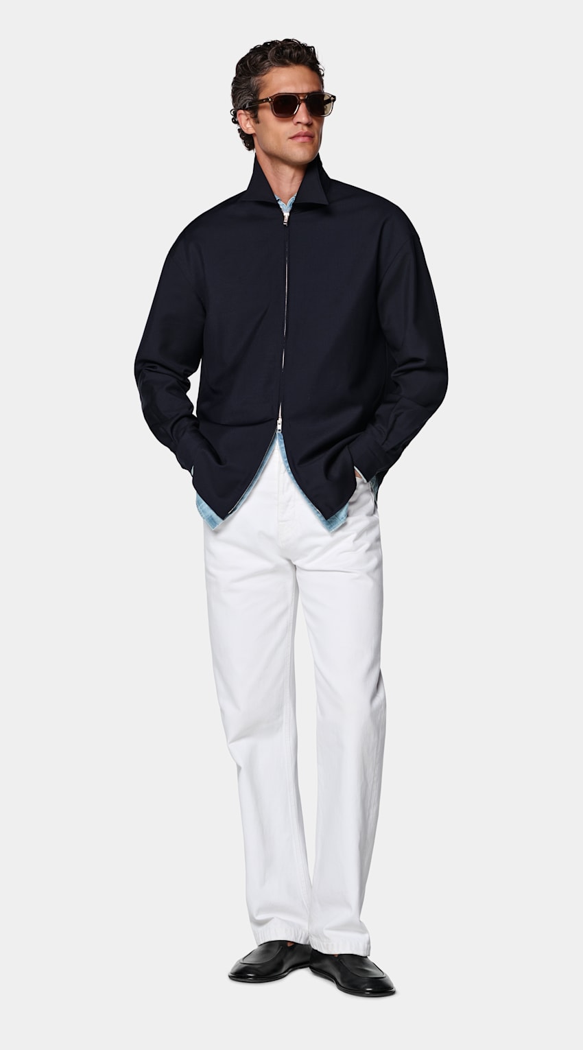 SUITSUPPLY Wool Mohair by Vitale Barberis Canonico, Italy Navy Wool Mohair Overshirt