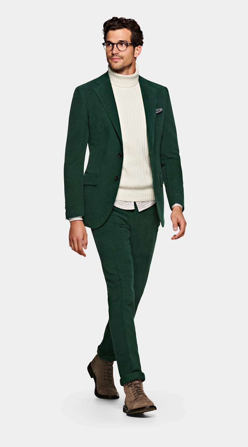 SUITSUPPLY 英国 Brisbane Moss 生产的面料 Jort Green Suit