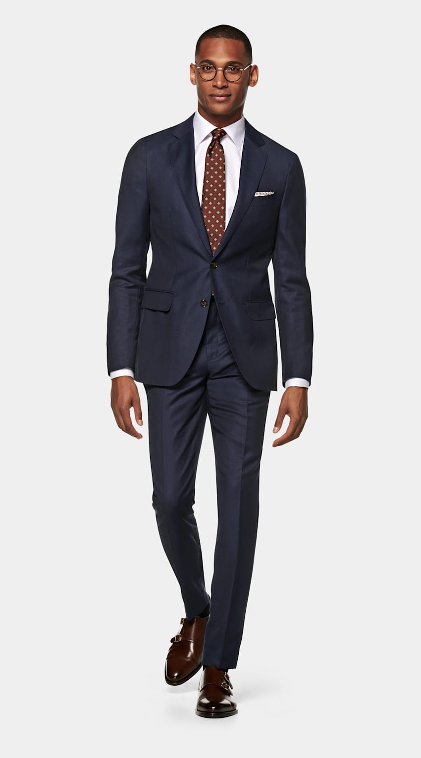 SUITSUPPLY Pure Wool by Vitale Barberis Canonico, Italy Blue Bird's Eye Sienna Suit