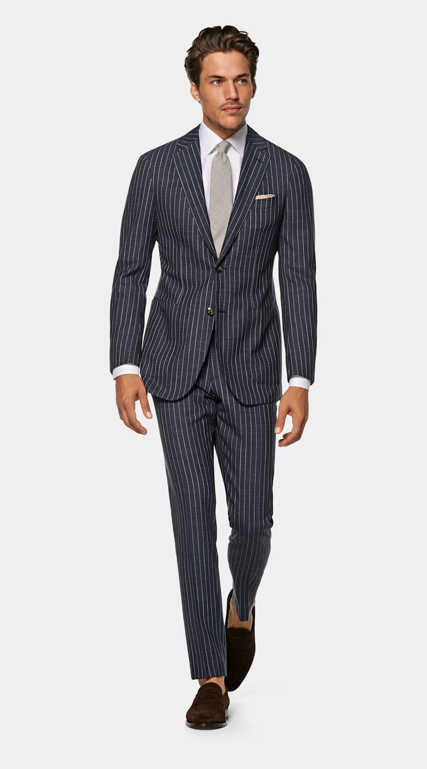 SUITSUPPLY  by Lanificio Cerruti, Italy Blue Stripe Havana Suit 