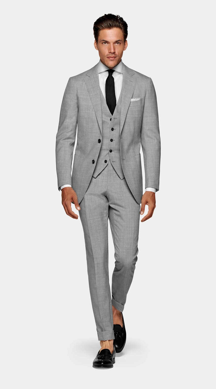 SUITSUPPLY Ren tropisk S120's-ull från Vitale Barberis Canonico, Italien Havana ljusgrå kostym