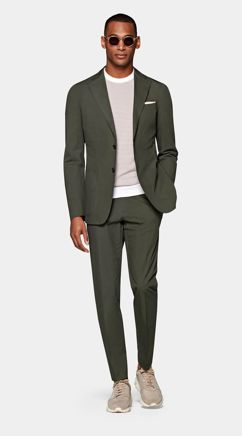 SUITSUPPLY Stretch Cotton by Di Sondrio, Italy Mid Green Lazio Suit