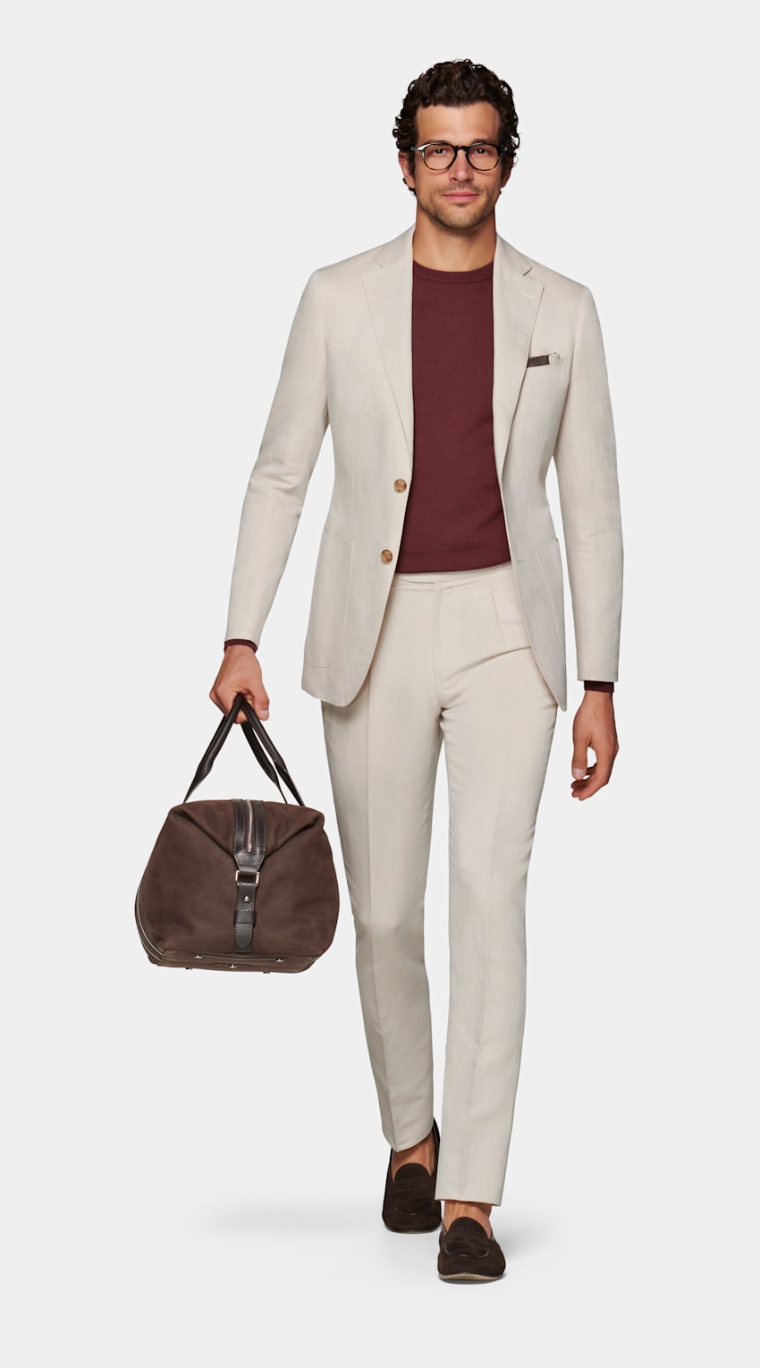 SUITSUPPLY Linen Cotton by Di Sondrio, Italy Light Brown Havana Suit