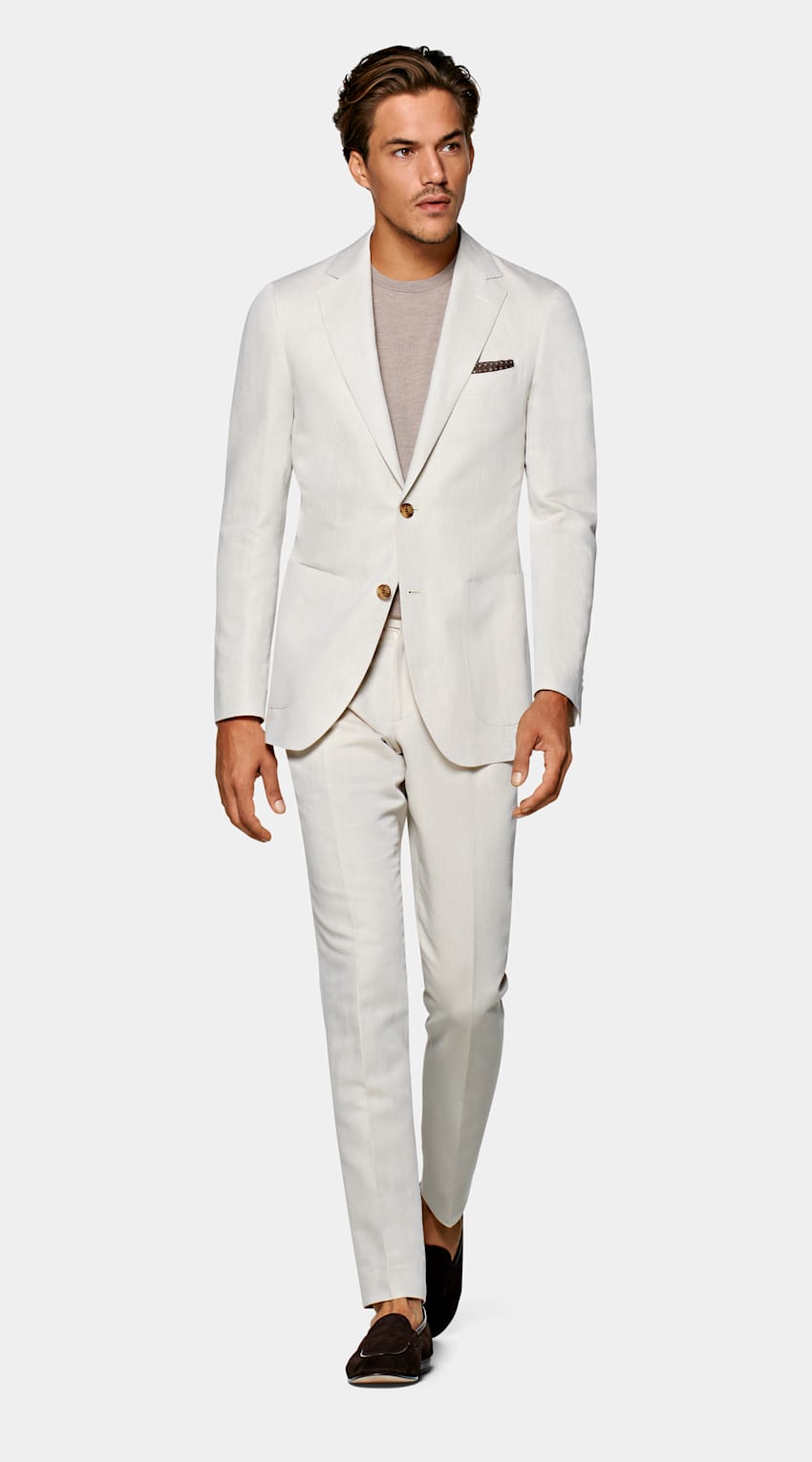 SUITSUPPLY Linen Cotton Light Brown Havana Suit 