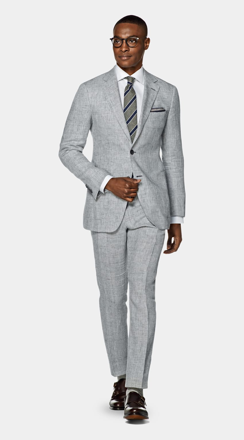 SUITSUPPLY  by Solbiati, Italy Light Grey Check Havana Suit