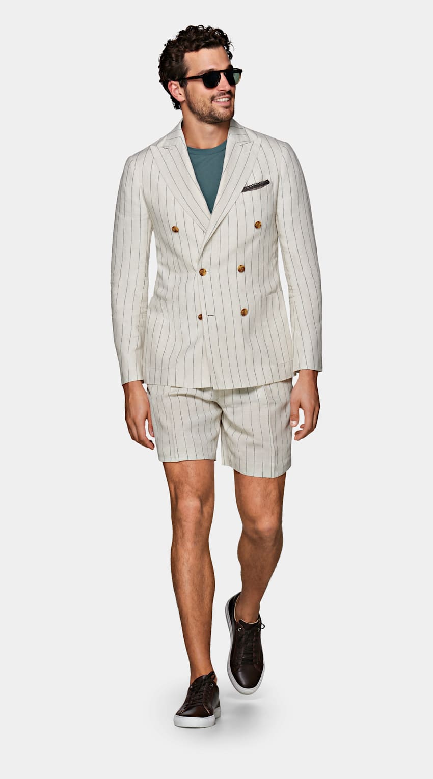 SUITSUPPLY  by Solbiati, Italy Off White Stripe Havana Suit