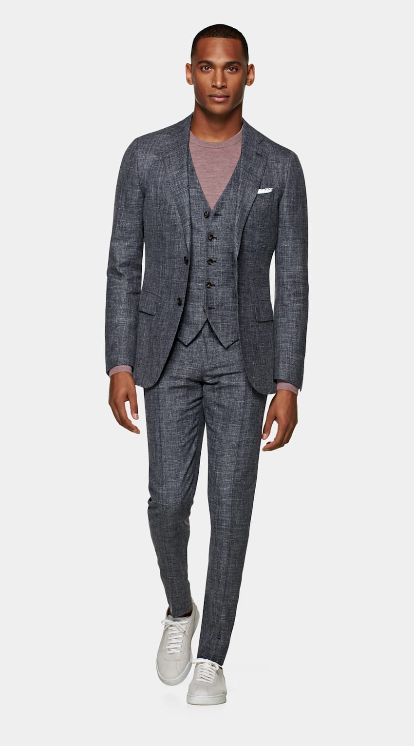 Mid Grey Lazio Suit | Wool Silk Linen Three Piece | Suitsupply Online Store