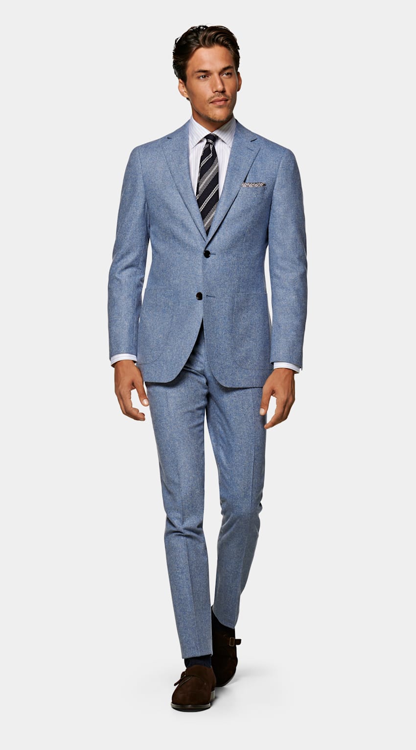 Mid Blue Havana Suit | Wool Silk Single Breasted | Suitsupply Online Store