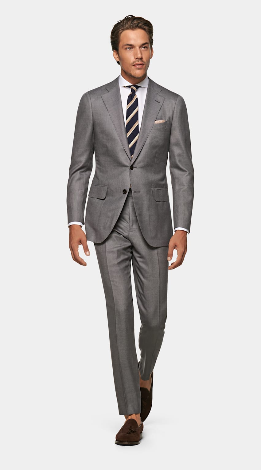 Traje ojo de perdiz gris clearance