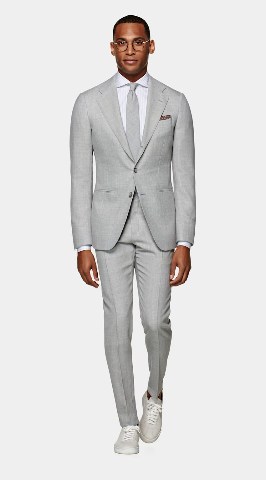 Gray suit white shoes clearance