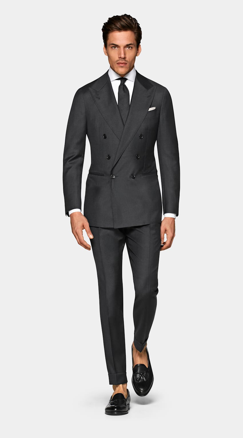 SUITSUPPLY Pure S110's Wool by Vitale Barberis Canonico, Italy Dark Grey Havana Suit