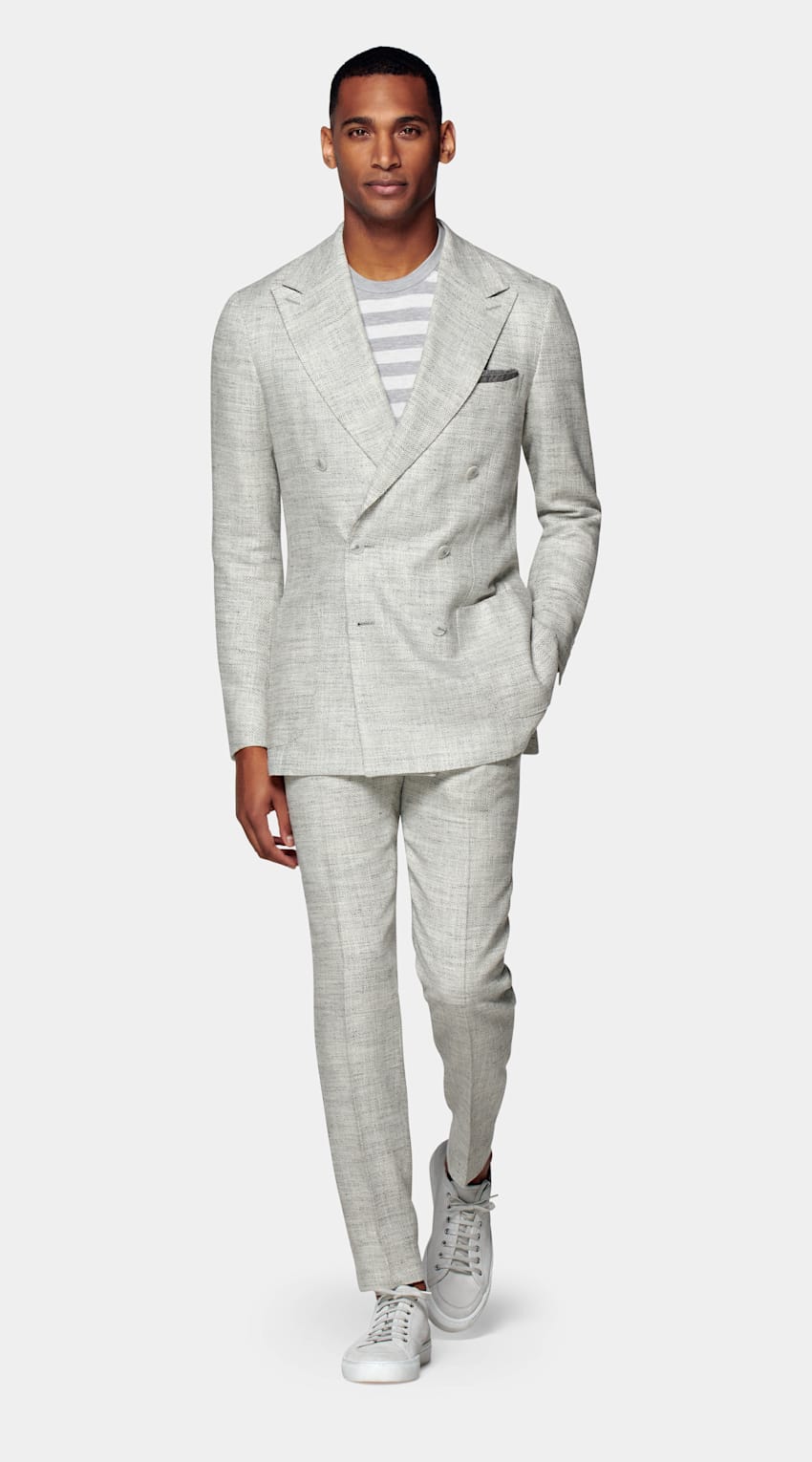 Light Grey Herringbone Havana Suit