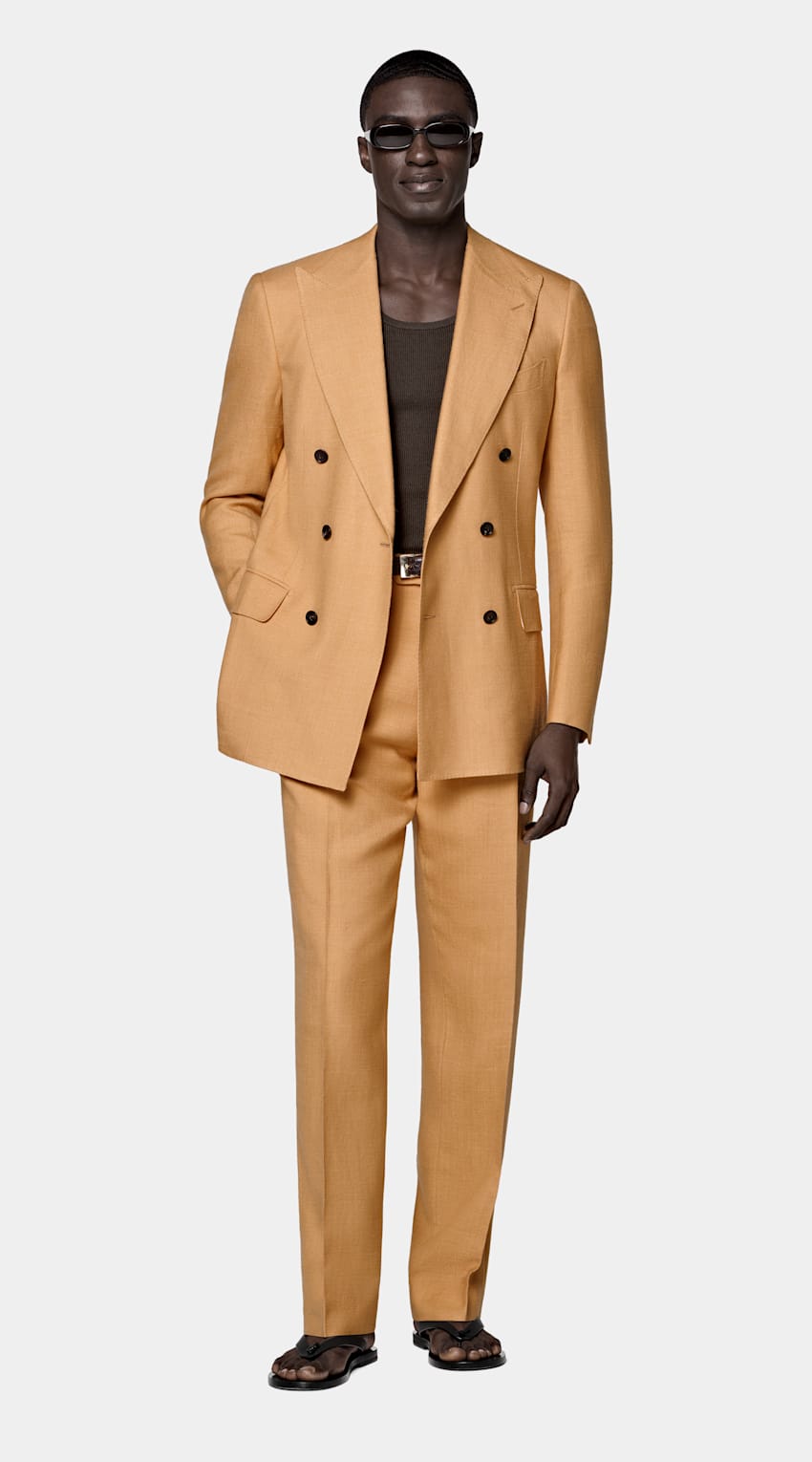 SUITSUPPLY Summer Wool Silk Linen par E.Thomas, Italie Orange Tailored Fit Milano Suit