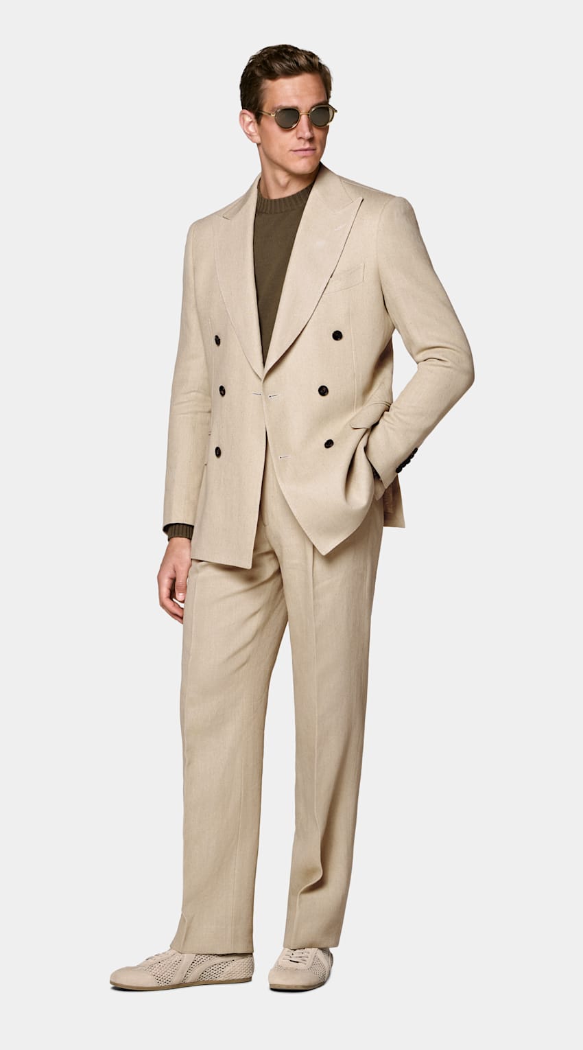 SUITSUPPLY Estate Puro lino - Rogna, Italia Abito Milano light brown tailored fit
