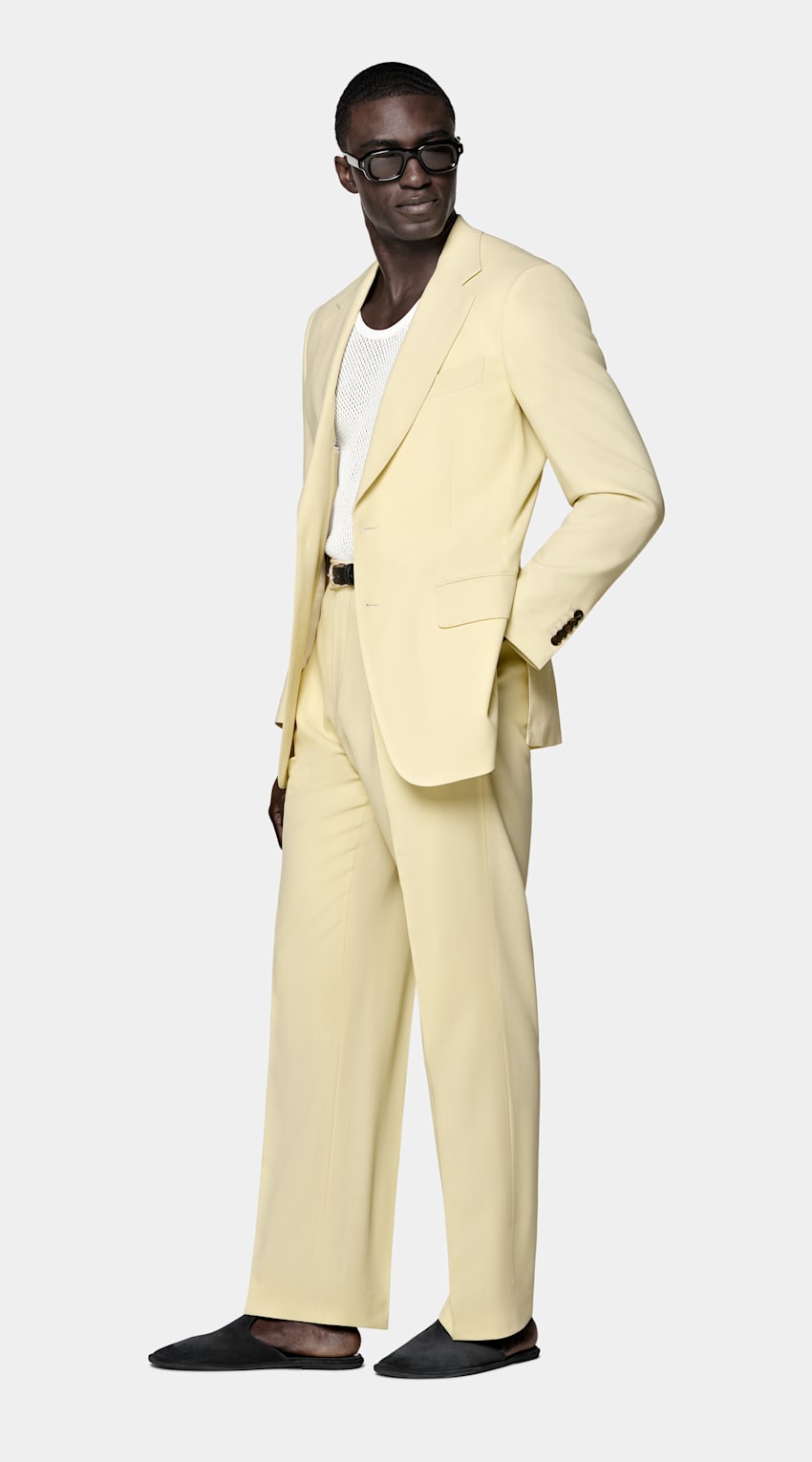 SUITSUPPLY Summer Pure Wool by Botto Giuseppe, Italy Yellow Tailored Fit Milano Suit