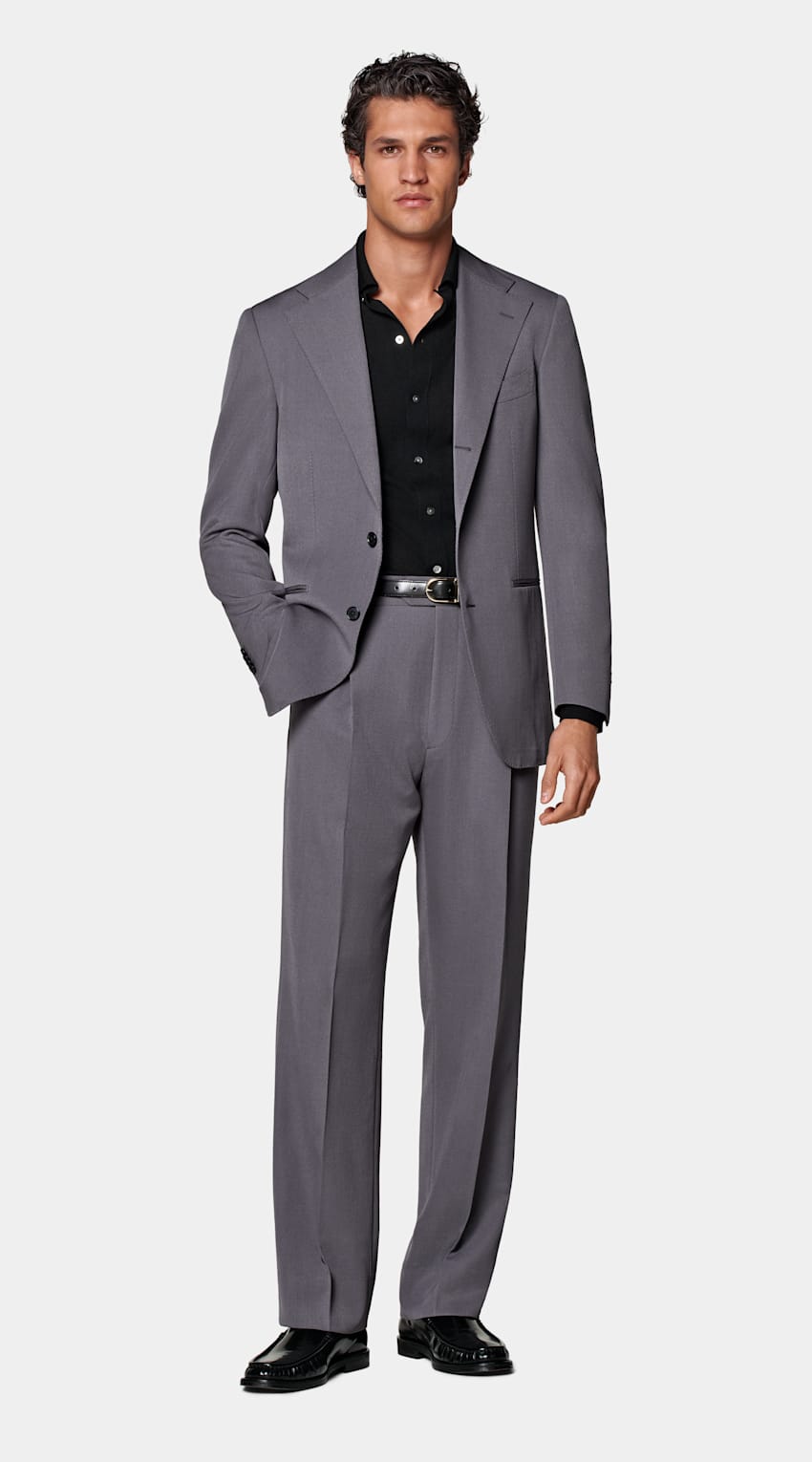 SUITSUPPLY Winter Pure Schurwolle by Rogna, Italien Roma Anzug mittelgrau Relaxed Fit
