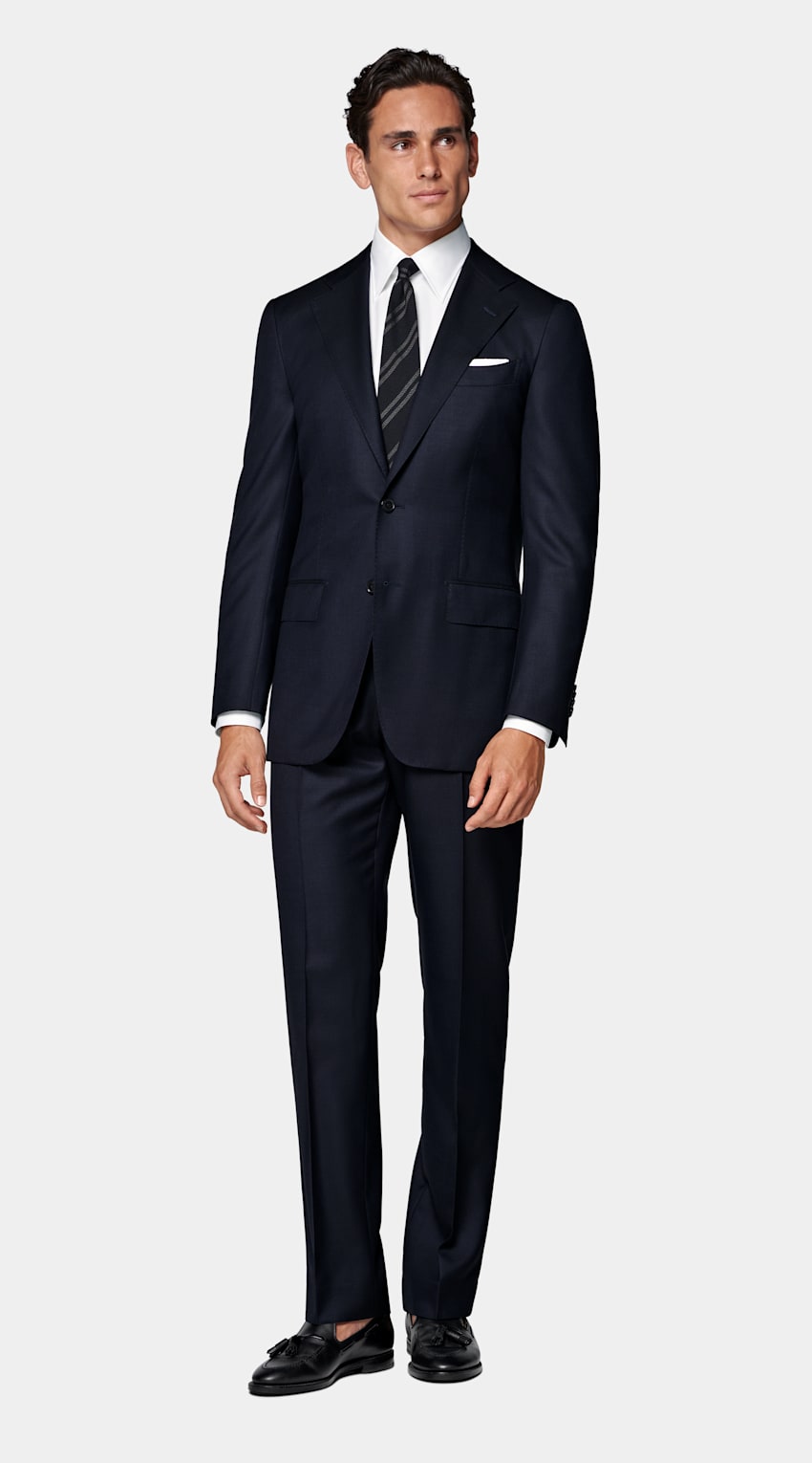 SUITSUPPLY All Season Pure S150's Wool by E.Thomas, Italy Navy Tailored Fit Milano Suit