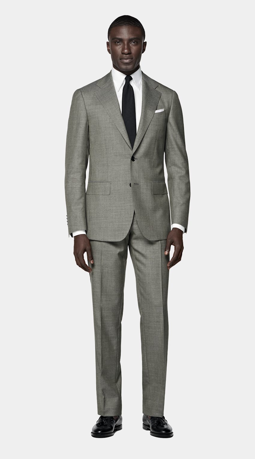 SUITSUPPLY All Season Pure Tropical Wool by Vitale Barberis Canonico, Italy Mid Green Perennial Tailored Fit Havana Suit