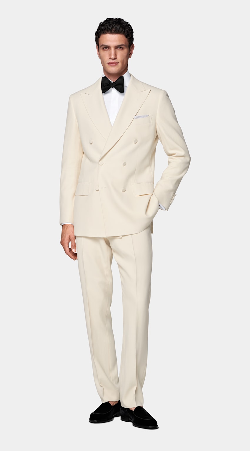 SUITSUPPLY All season Viscose laine par Emmetex, Italie Smoking Milano coupe Tailored blanc cassé