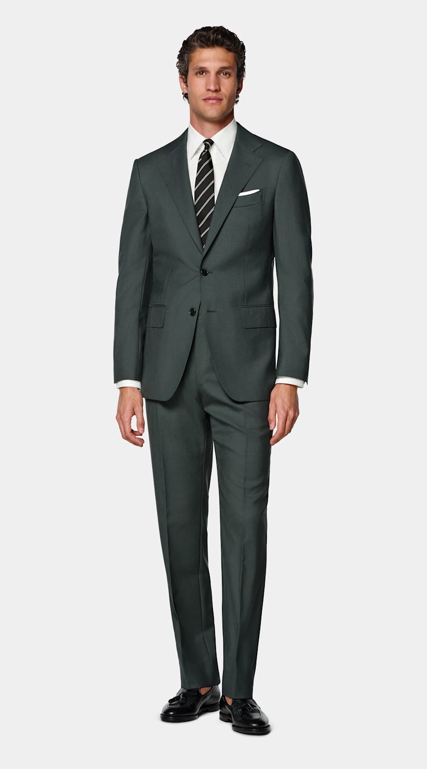SUITSUPPLY All season Pure laine tropicale par Vitale Barberis Canonico, Italie Costume Perennial Havana coupe Tailored vert fonc&eacute;