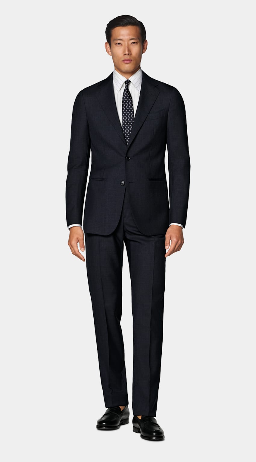 SUITSUPPLY All Season Pure Tropical Wool by Vitale Barberis Canonico, Italy Navy Perennial Tailored Fit Havana Suit