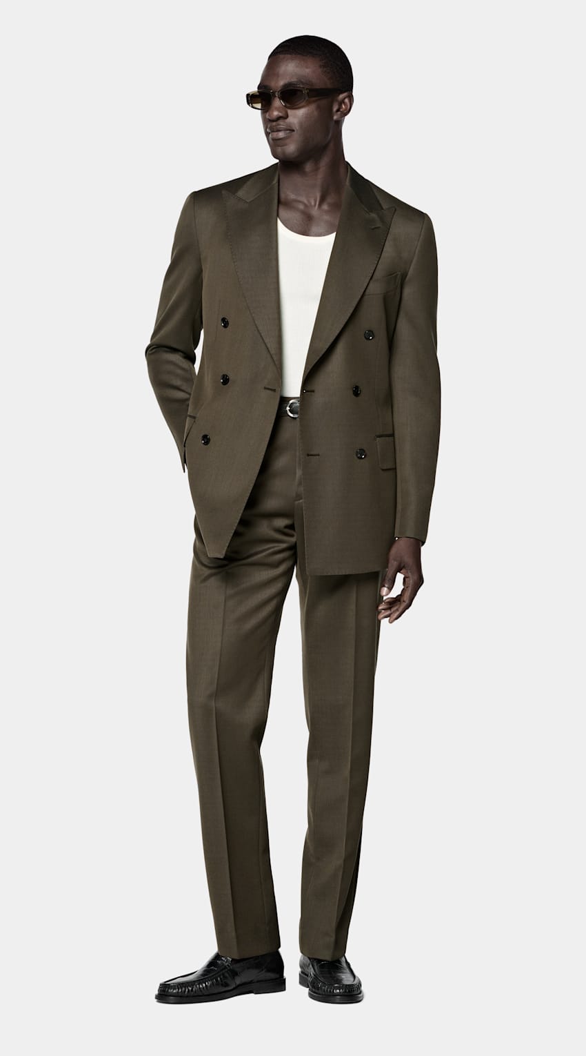SUITSUPPLY All Season Pure S120's Wool by E.Thomas, Italy Dark Green Tailored Fit Milano Suit
