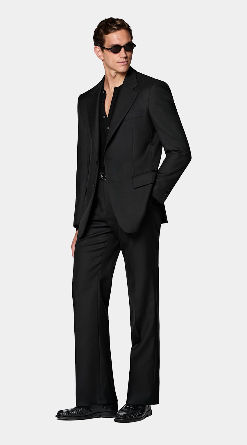SUITSUPPLY All Season Wool Mohair par Rogna, Italie Black Relaxed Fit Roma Suit