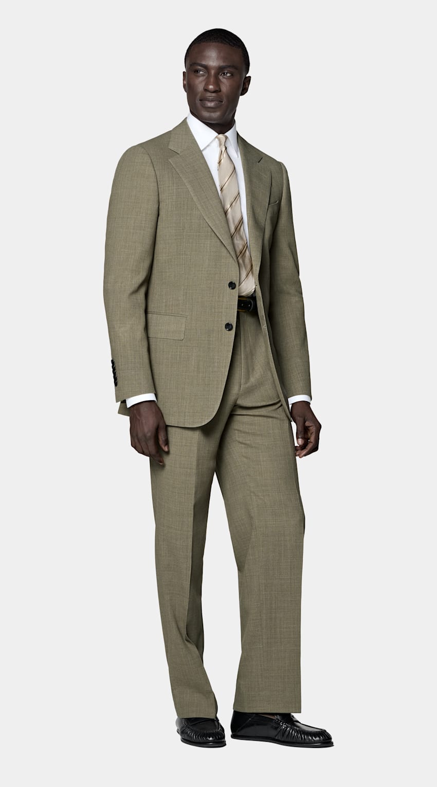 SUITSUPPLY All Season Pure Wool by Botto Giuseppe, Italy Mid Green Tailored Fit Milano Suit