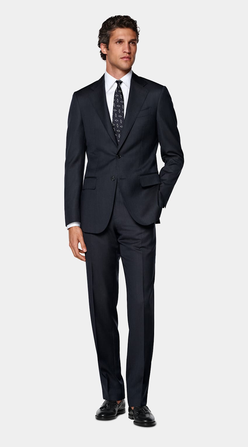 SUITSUPPLY All Season Pure S130's Wool by Carlo Barbera, Italy Navy Tailored Fit Havana Suit