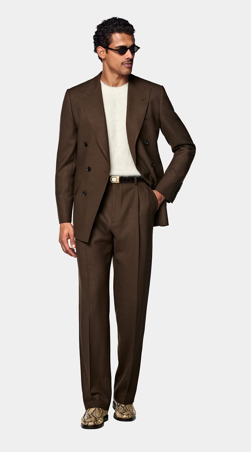 SUITSUPPLY Pure Wool by Subalpino, Italy Mid Brown Tailored Fit Milano Suit
