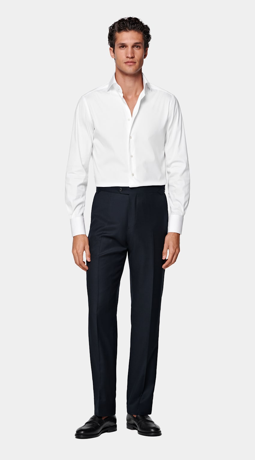 SUITSUPPLY All Season Pure S130's Wool by Reda, Italy Navy Bird's Eye Straight Leg Suit Trousers