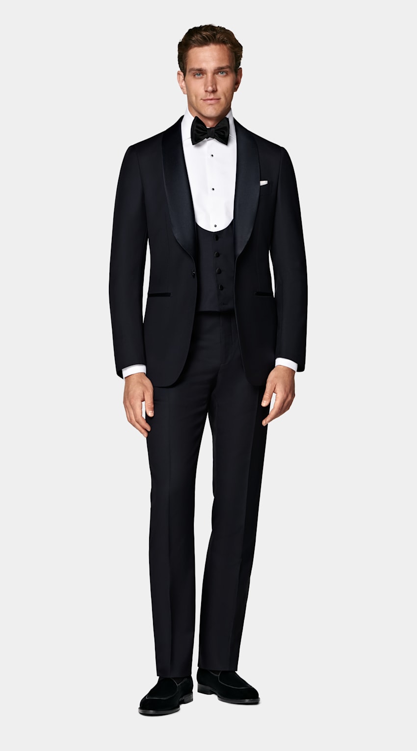 SUITSUPPLY Pure S110's Wool by Vitale Barberis Canonico, Italy Navy Tuxedo Waistcoat