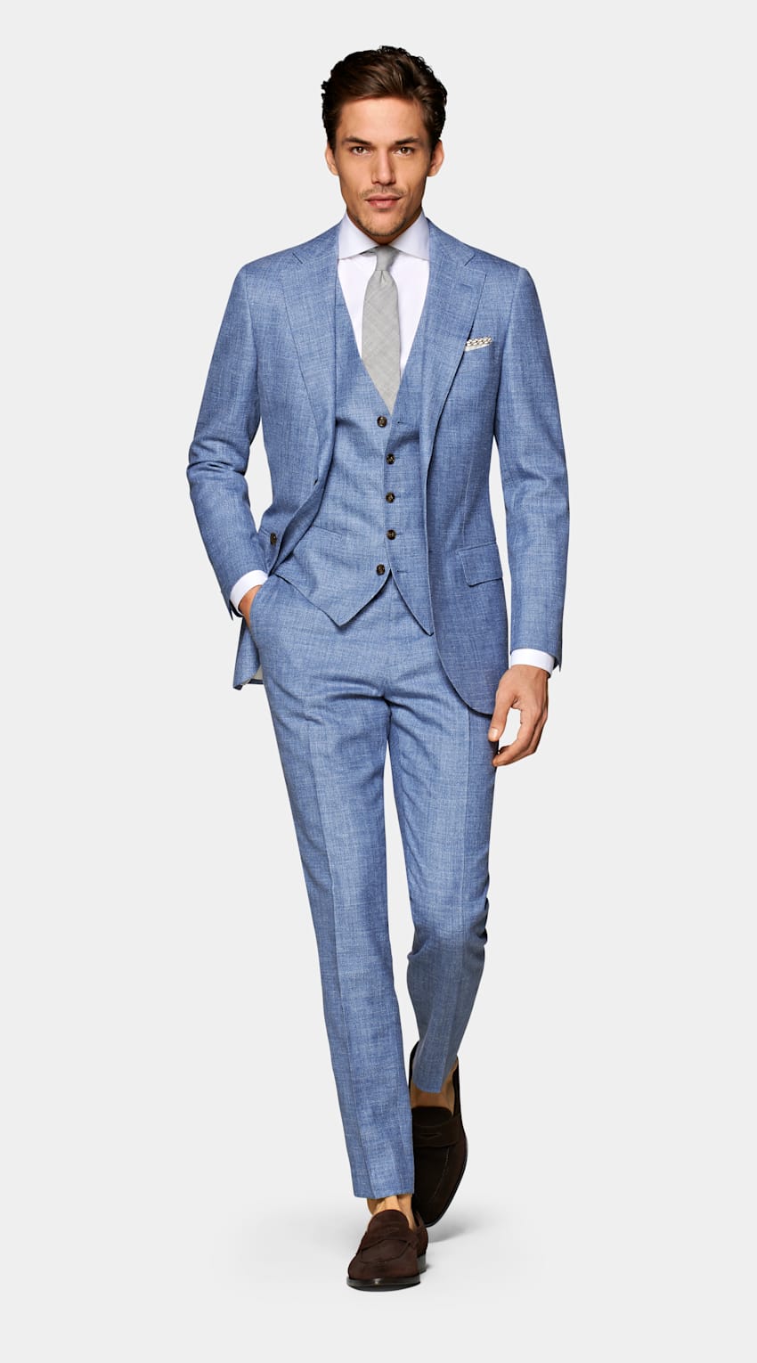 Light Blue Waistcoat | Wool Silk Linen | Suitsupply Online Store