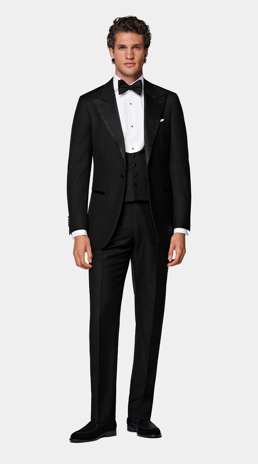 SUITSUPPLY Pure S110's Wool by Vitale Barberis Canonico, Italy Black Tuxedo Waistcoat