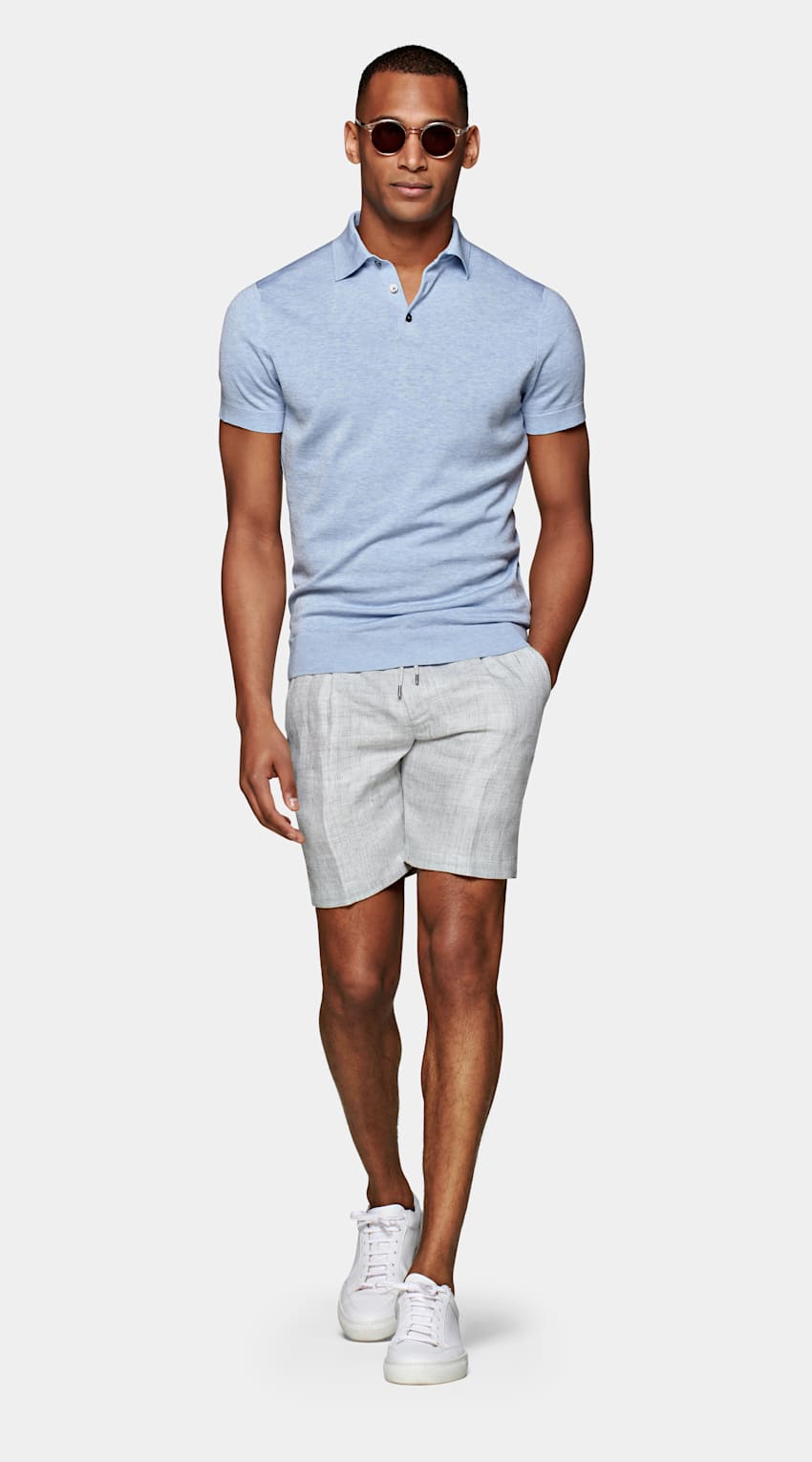 Light Blue Polo Shirt | Cotton Silk | Suitsupply Online Store