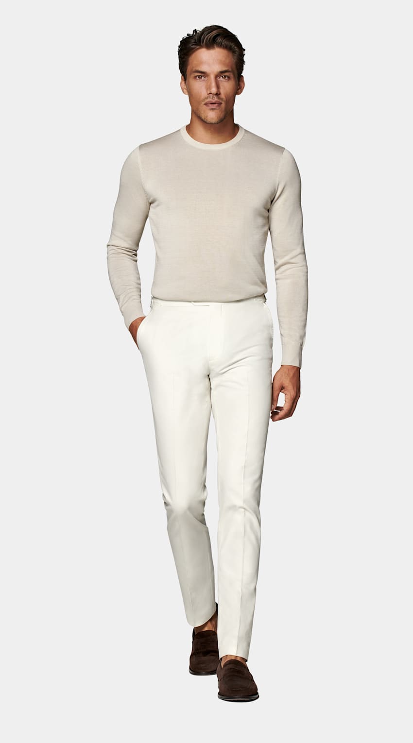 Sand Crewneck in Californian Cotton & Mulberry Silk | SUITSUPPLY The ...