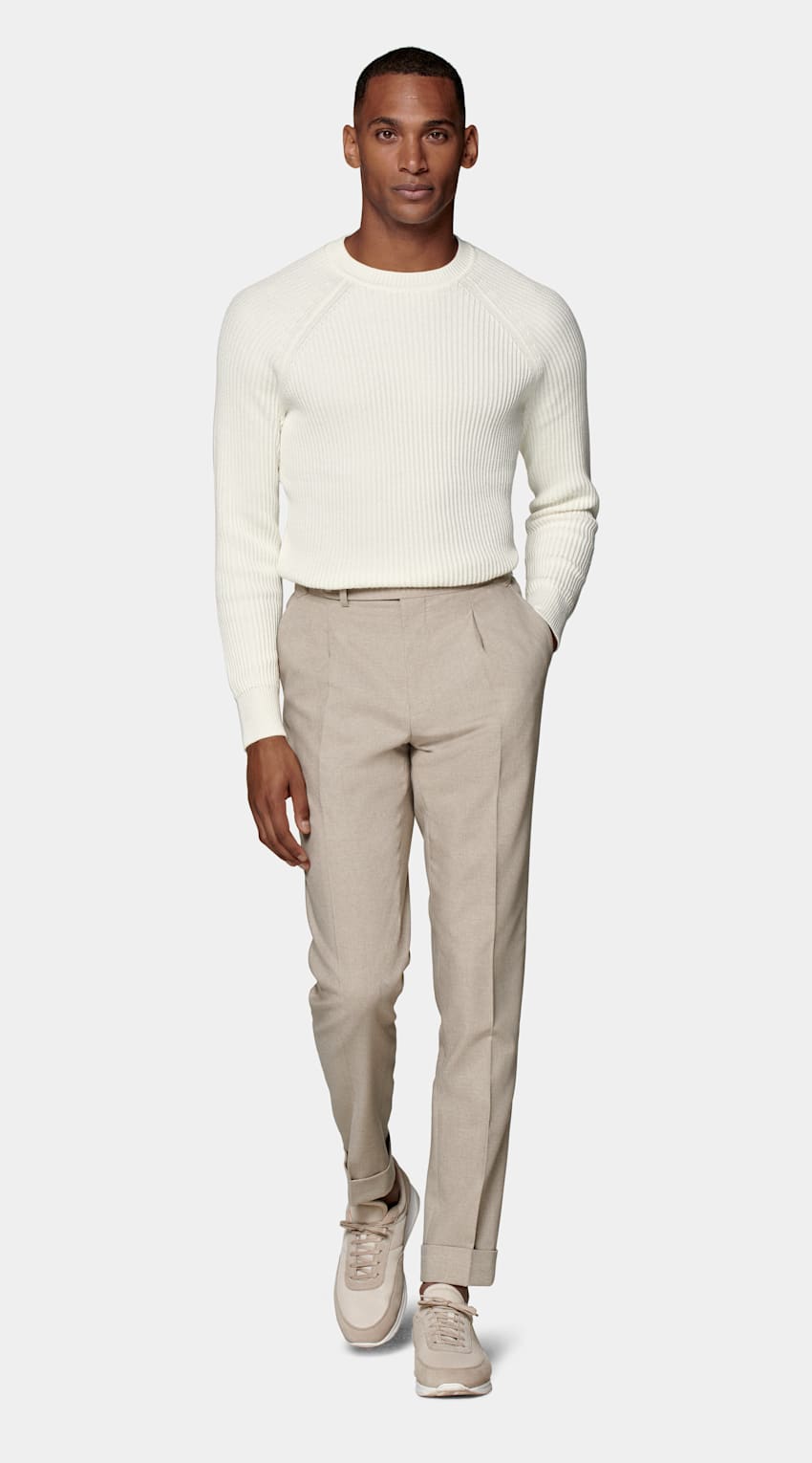 SUITSUPPLY Californian Cotton & Mulberry Silk Off-White Crewneck