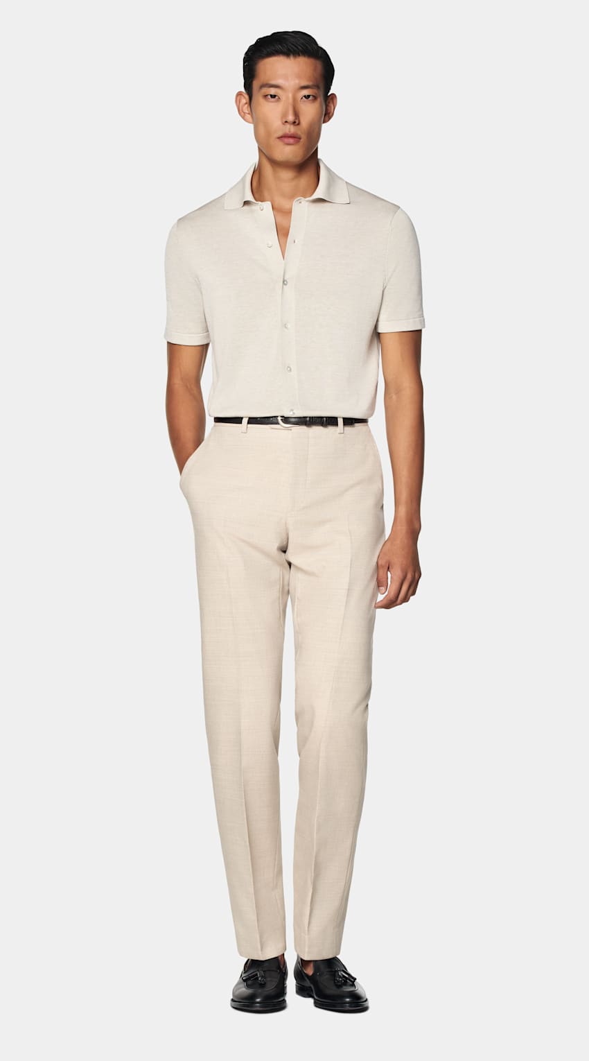 SUITSUPPLY Californian Cotton & Mulberry Silk Sand Polo Cardigan