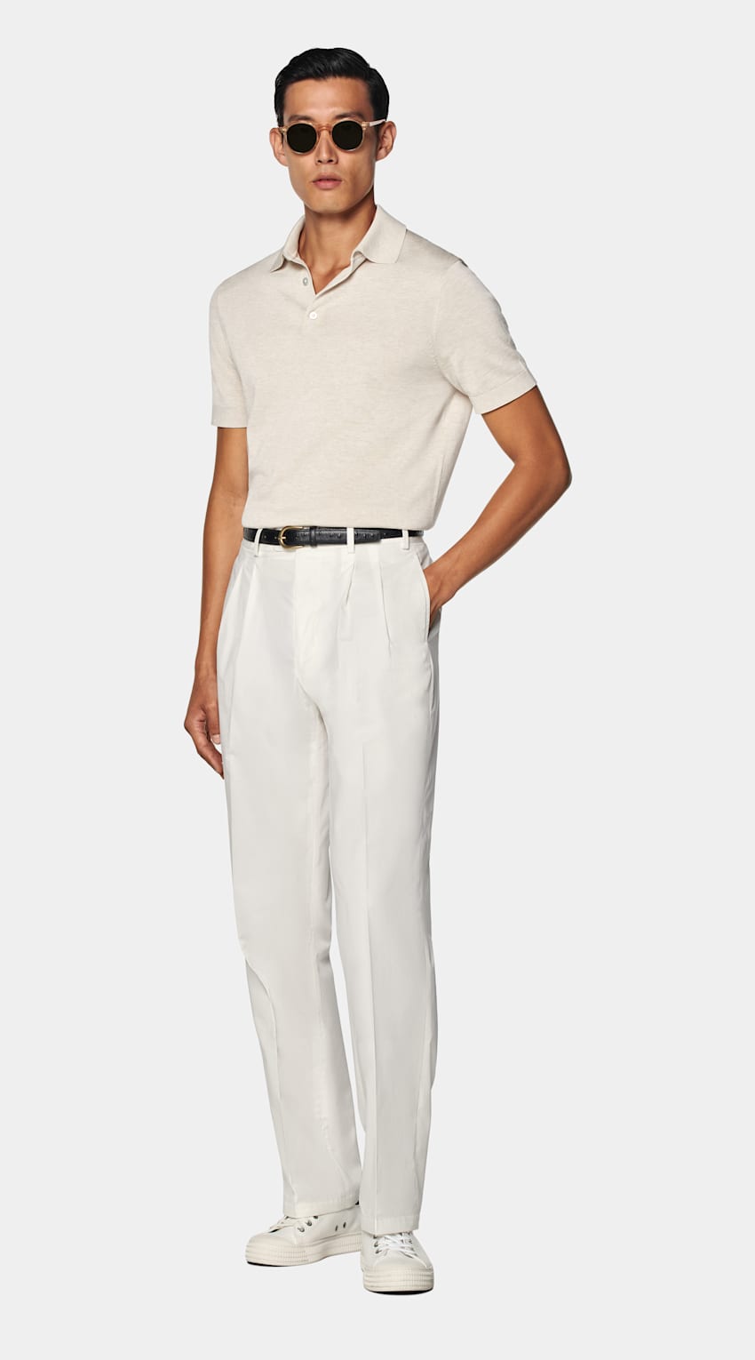 SUITSUPPLY Californian Cotton & Mulberry Silk Sand Polo