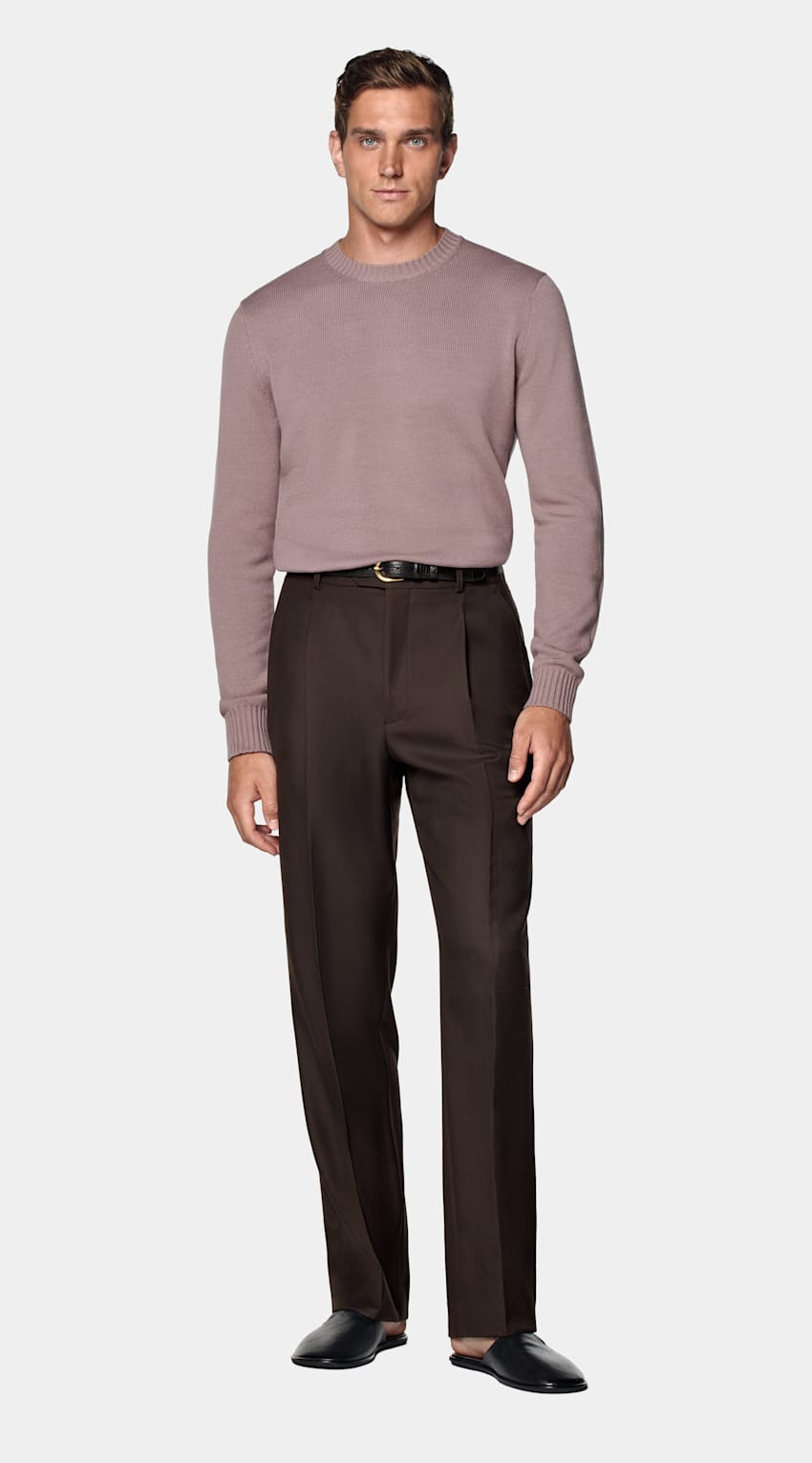 SUITSUPPLY Pure Californian Supima Cotton Purple Crewneck