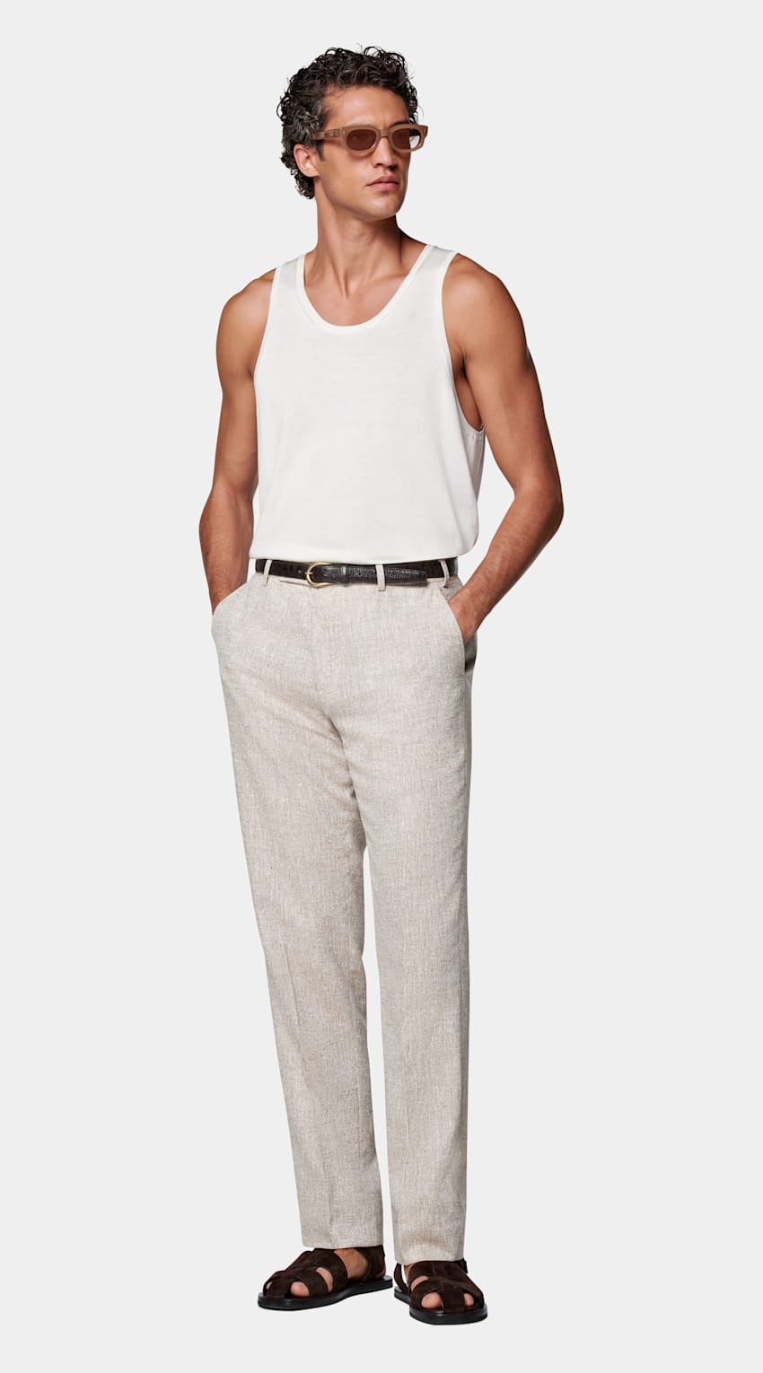 SUITSUPPLY Californian Cotton & Mulberry Silk Off-White Knitted Tank Top
