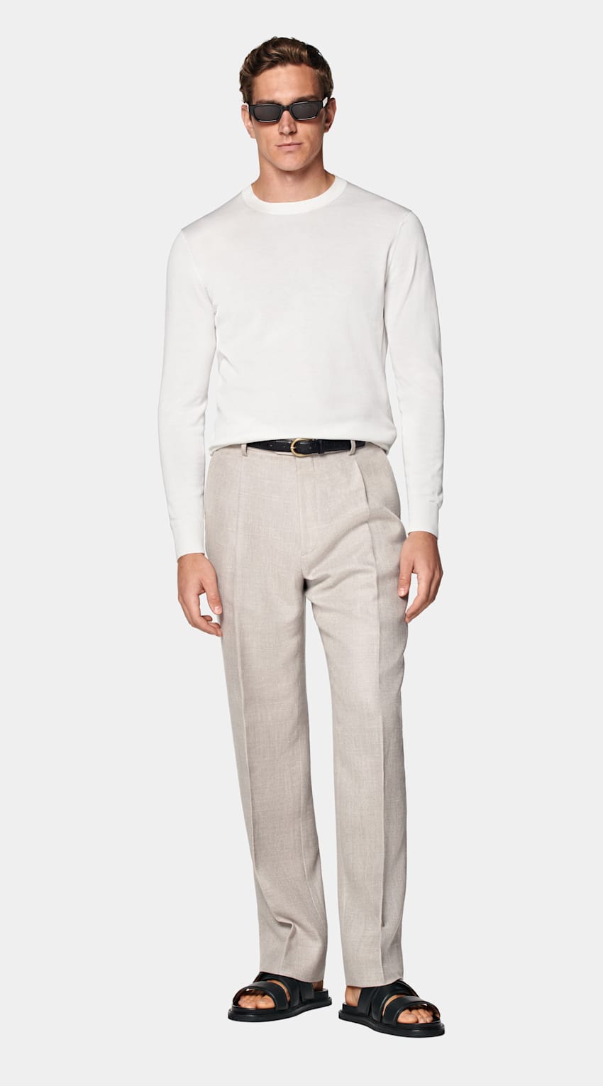SUITSUPPLY Californian Cotton & Mulberry Silk Off-White Crewneck