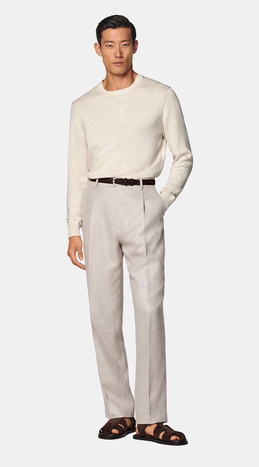 SUITSUPPLY Pure Californian Supima Cotton Sand Crewneck