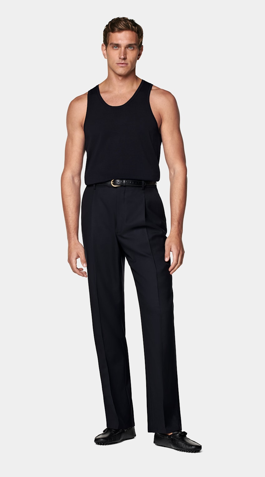 SUITSUPPLY Californian Cotton & Mulberry Silk Navy Knitted Tank Top