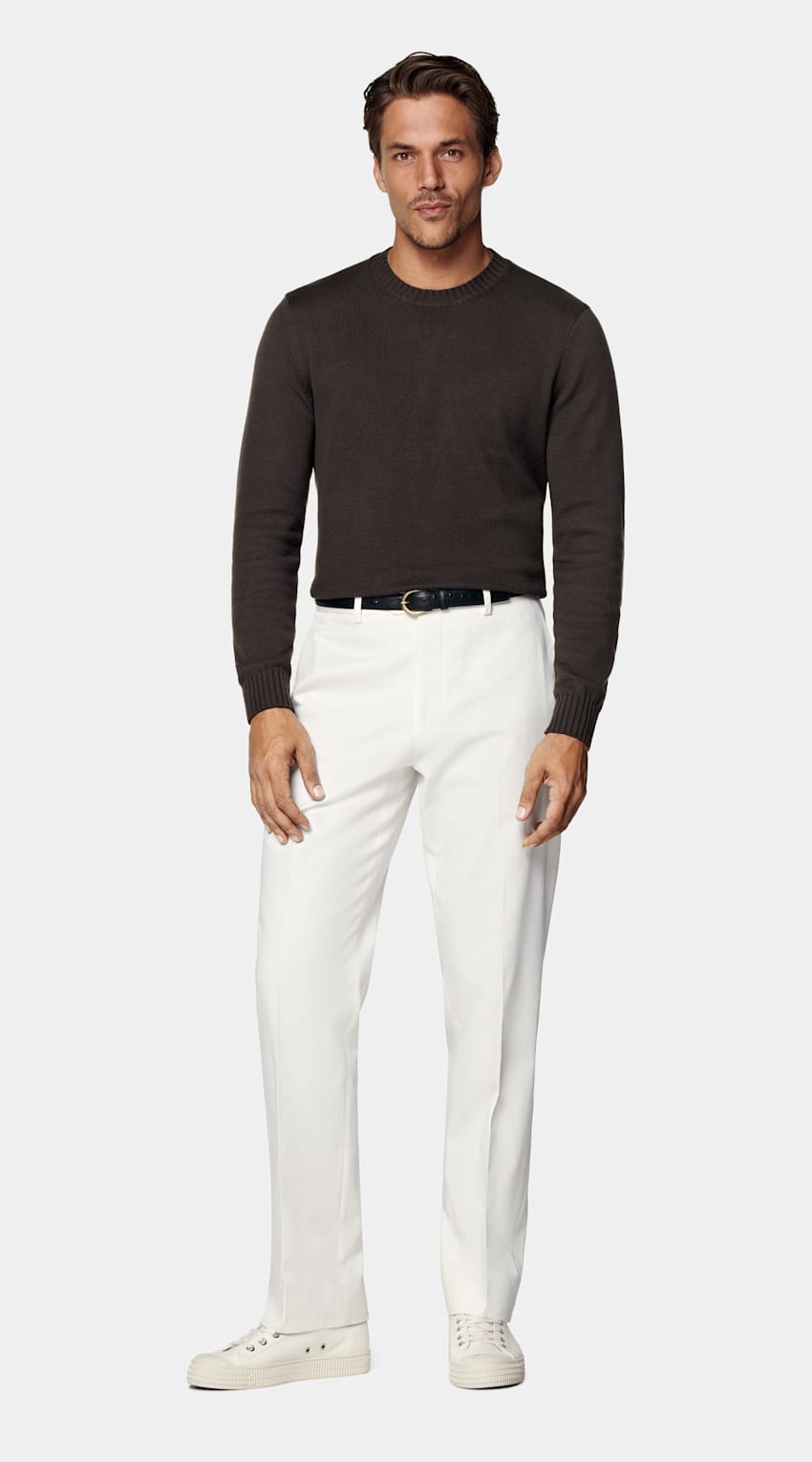 SUITSUPPLY Pure Californian Supima Cotton Dark Brown Crewneck