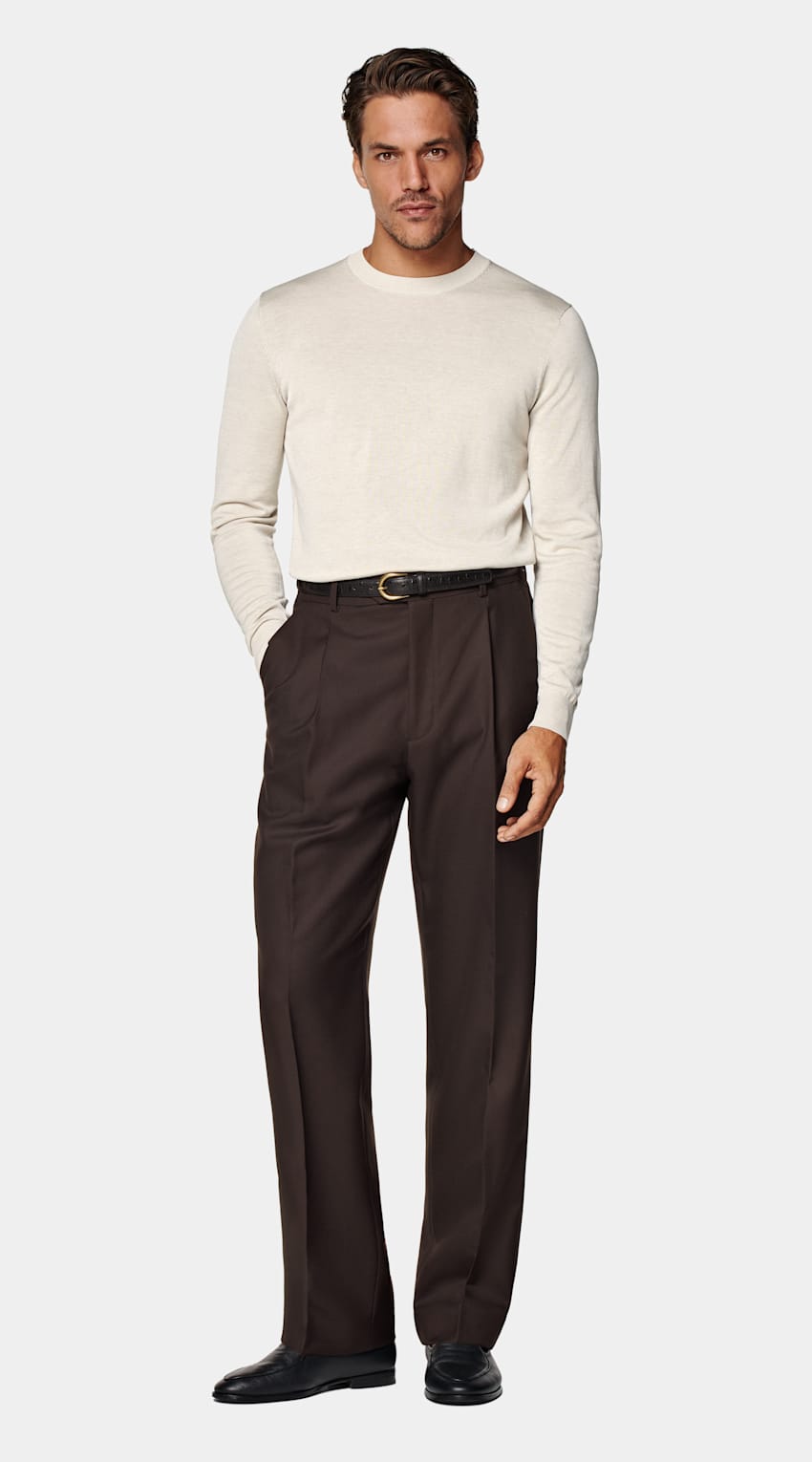 SUITSUPPLY Californian Cotton & Mulberry Silk Sand Crewneck
