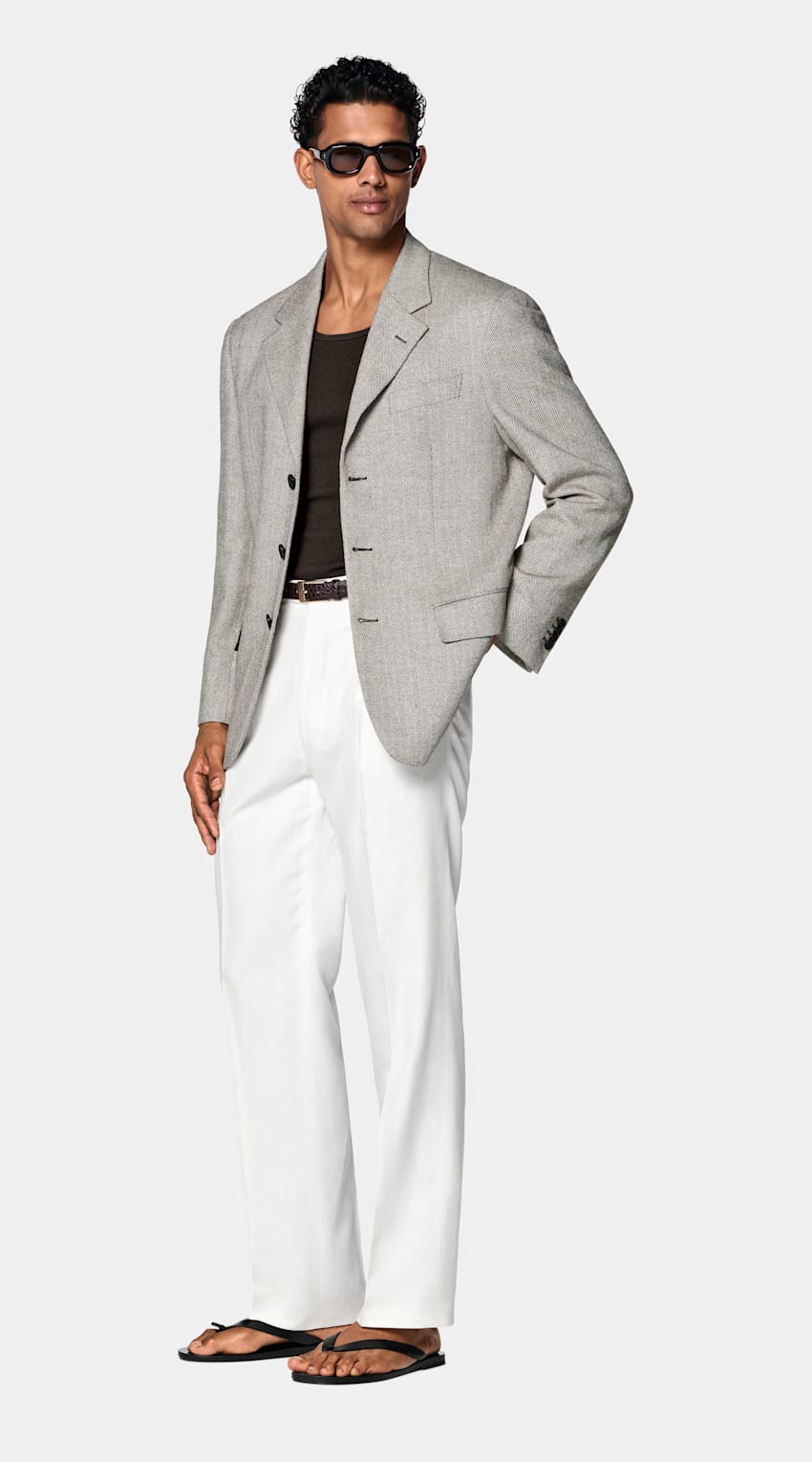 SUITSUPPLY Cotton Silk Brown Ribbed Tank Top