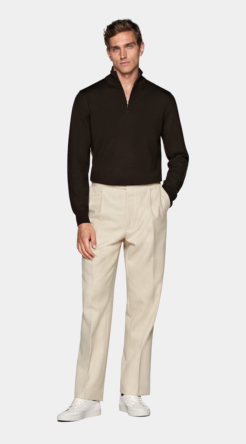 Dark Brown Half Zip Sweater